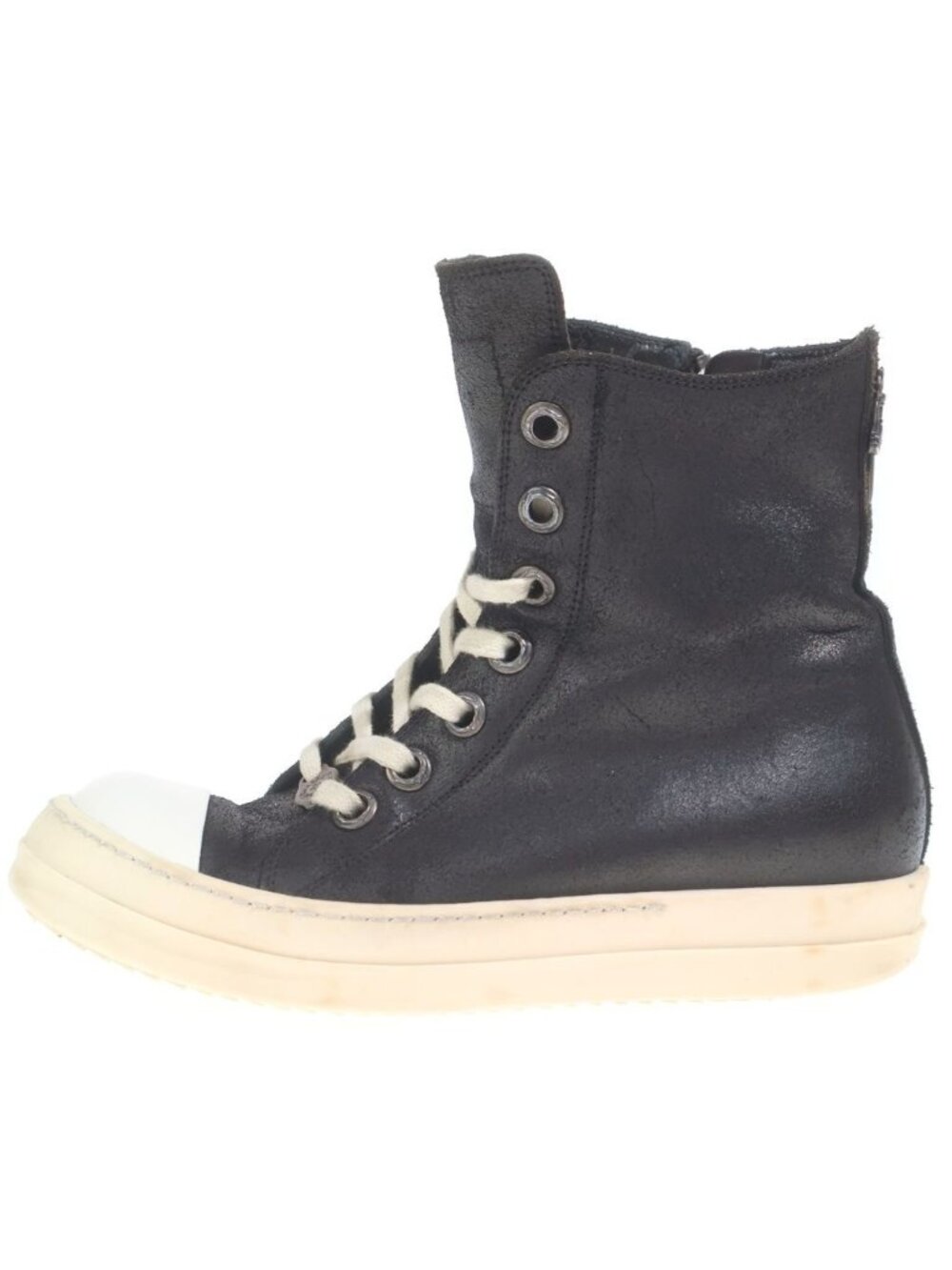 Chrome Hearts Ramones Silver Decorative Leather High Cut Sneakers Black